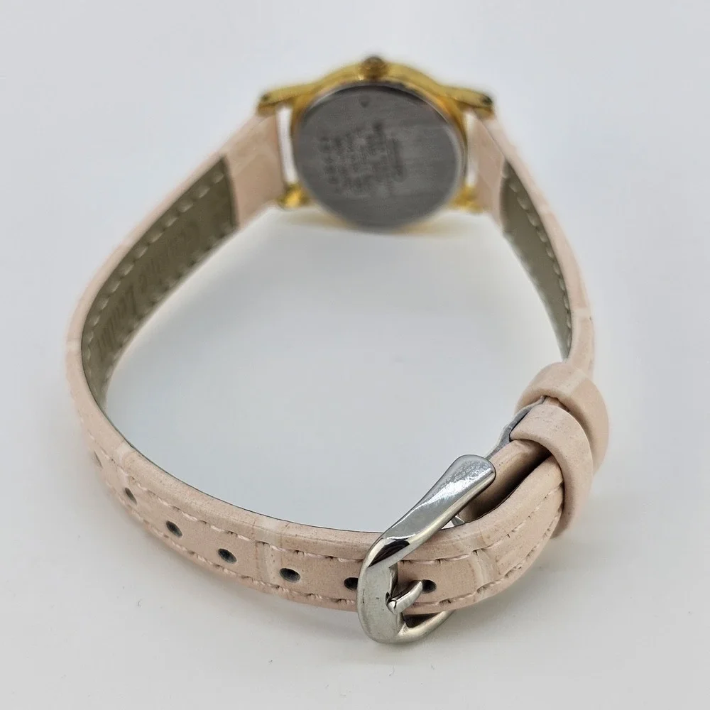 VTG Seiko Women Watch 22MM Cream Dial NEW Pink Leather Bands Battery Up to‎ 6.5